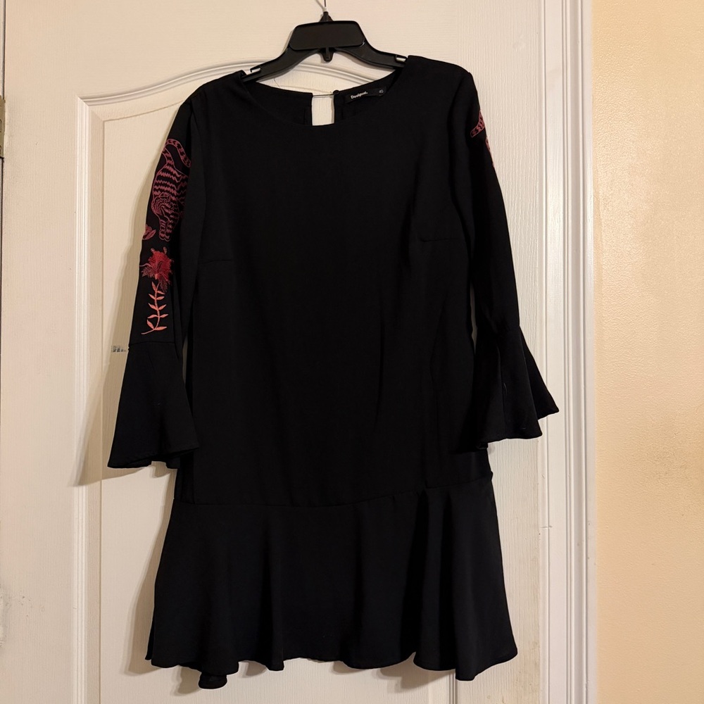 Desigual Dress with Red Embroidery - S/M